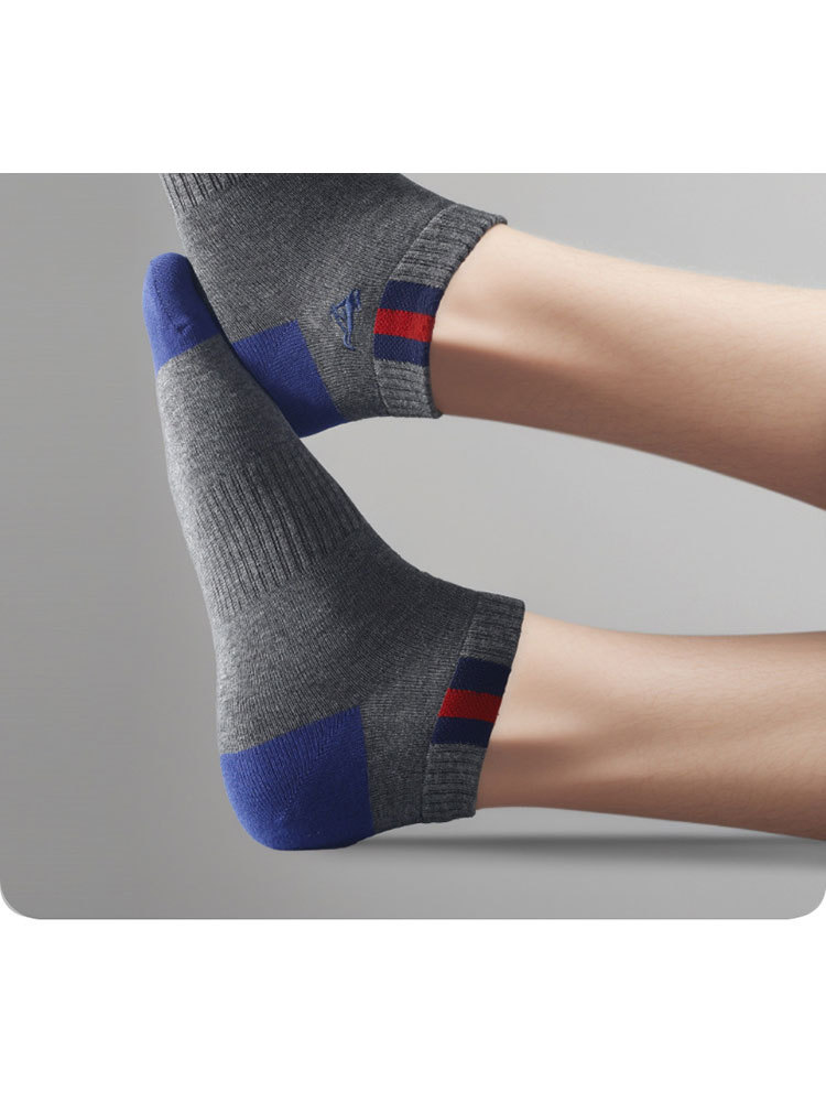 七匹狼男士全棉户外船袜纯棉短筒运动袜子透气B80841·混色6双