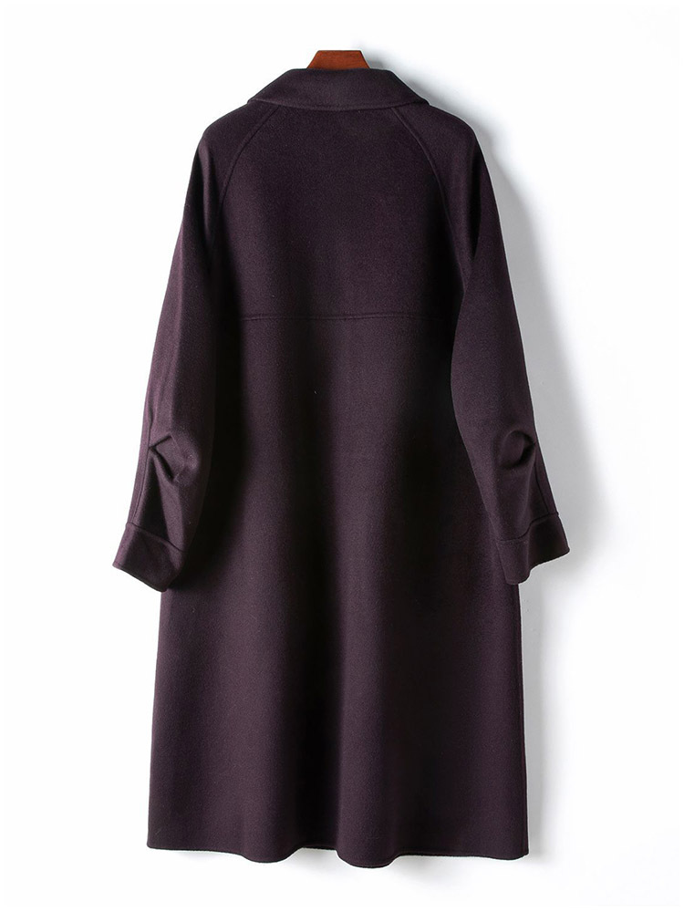 【100羊毛】大码双面呢长款宽松大衣YLN11913C·紫色