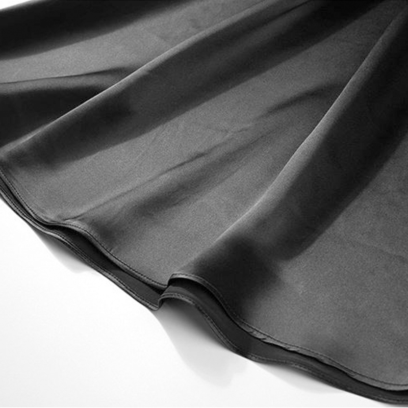 丁摩 19姆米重磅真丝素绉缎桑蚕丝无袖连衣裙睡裙·黑色