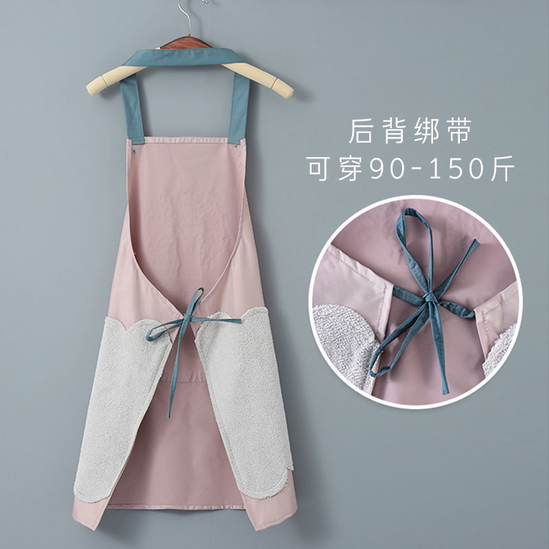 防水污珊瑚绒擦手巾围裙 韩版卡通围裙（花环兔）2条颜色混搭·