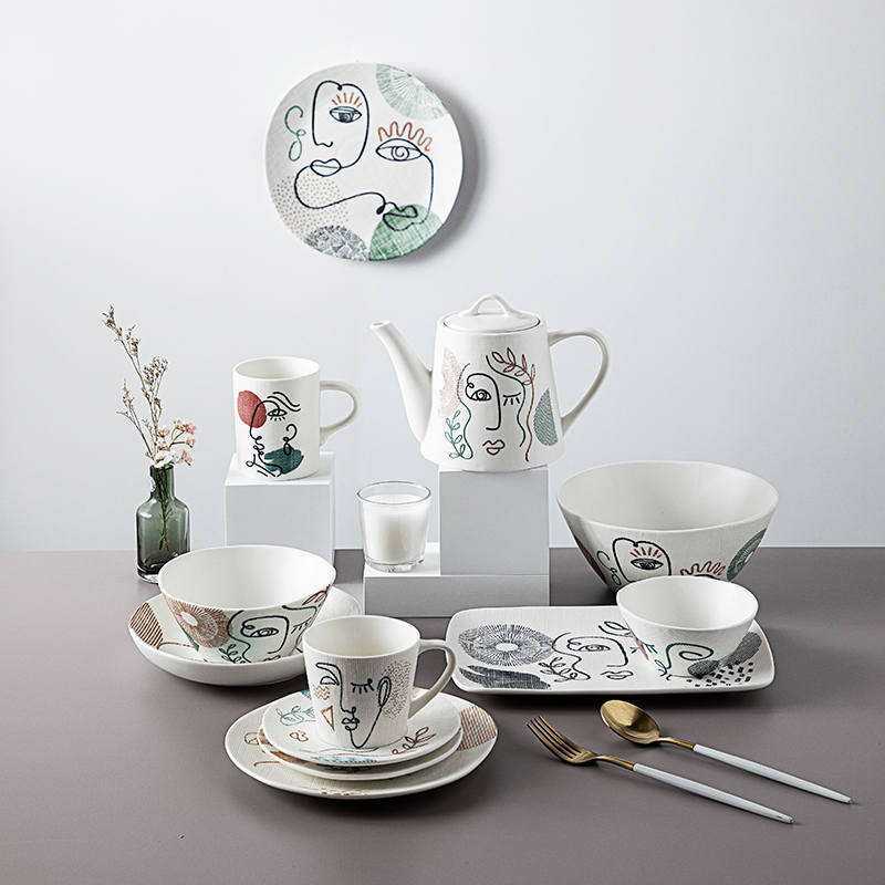 CHARZINSKI查金世家 三人食10件套北欧抽象艺术系列碗盘套装·抽象艺术系列