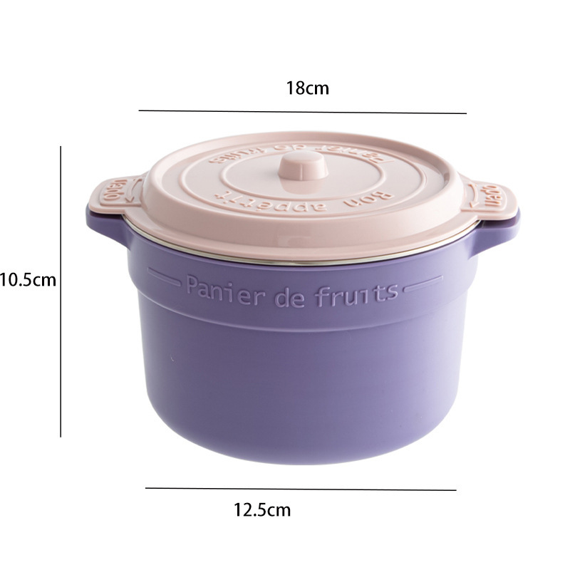 304不锈钢饭带盖饭碗大汤碗单个碗筷餐具#2712·紫色1100ml