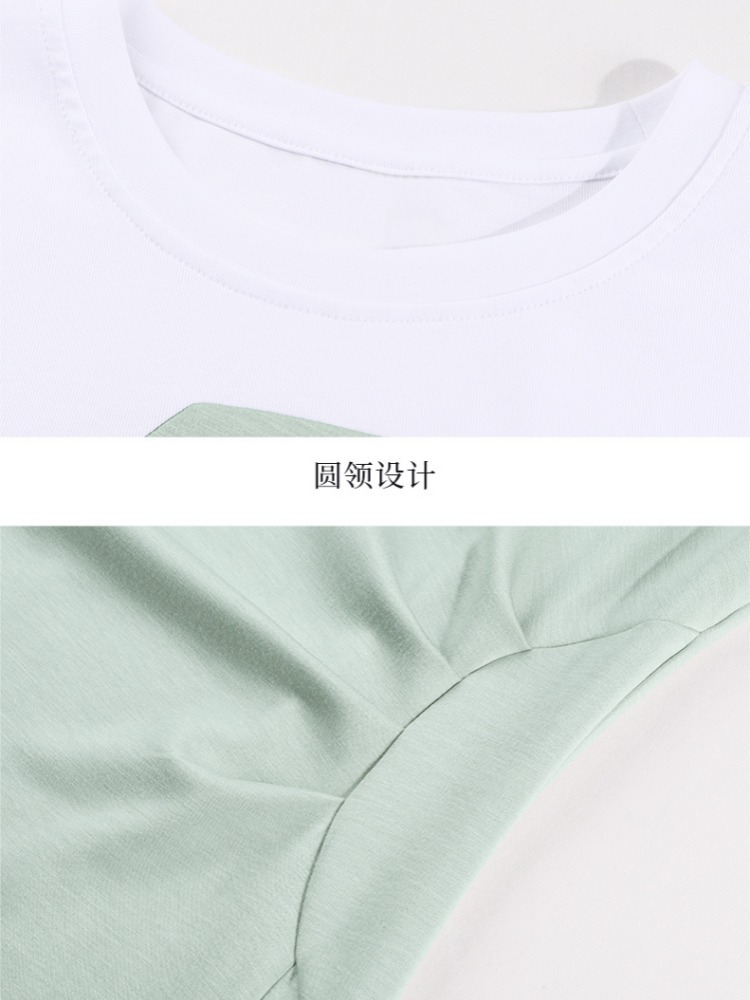 轩凌子拼色收腰连衣裙XS82620071·清水绿
