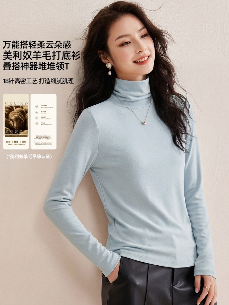 【慕斯精纺羊毛】修娴轻薄高领T恤W18·暮岩灰