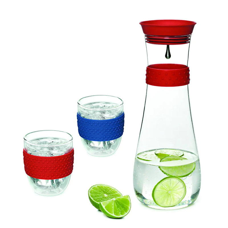 康宁-硅胶防滑耐热玻璃杯壶3件套（一壶两杯）（PX1108441-43）透明色·透明色