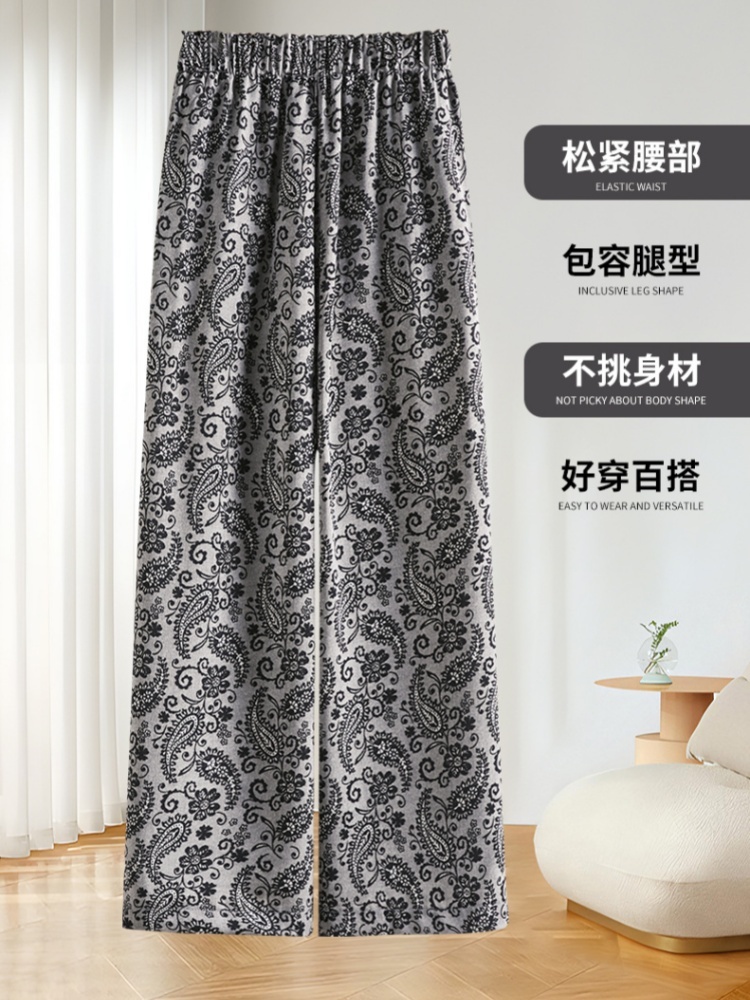 【大牌代工厂出品】和顺圣复古印花雪纺阔腿九分裤ZSH-FG25691·腰果花