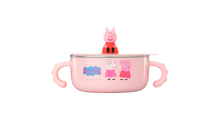 泰福高佩奇不锈钢儿童双柄碗·粉色/T4302