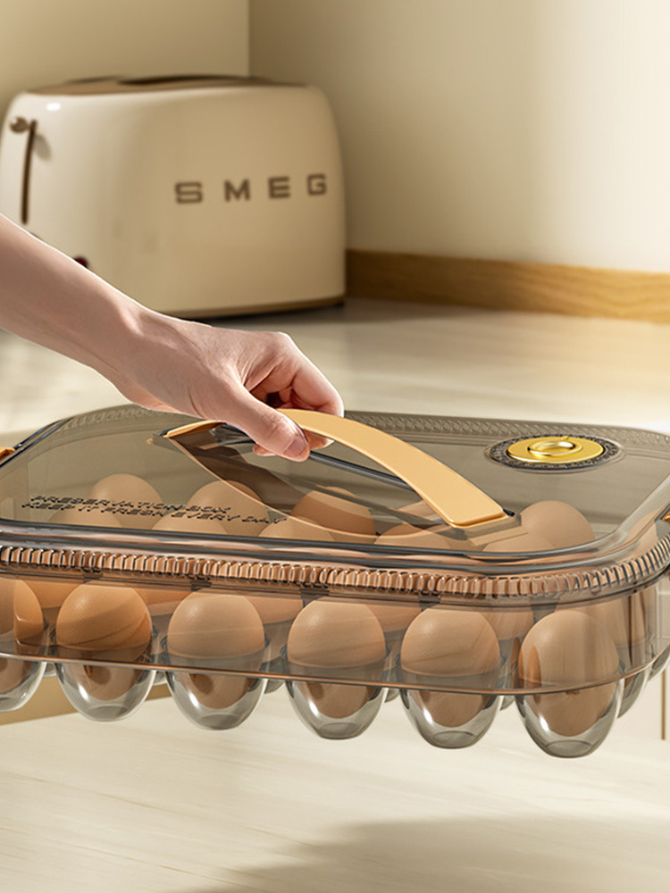 2个鸡蛋收纳盒手提带盖密封计时保鲜蛋托架厨房冰箱鸡蛋收纳24粒装