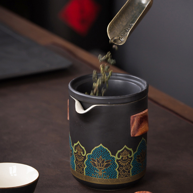 便携旅行陶瓷茶具套装·黑色