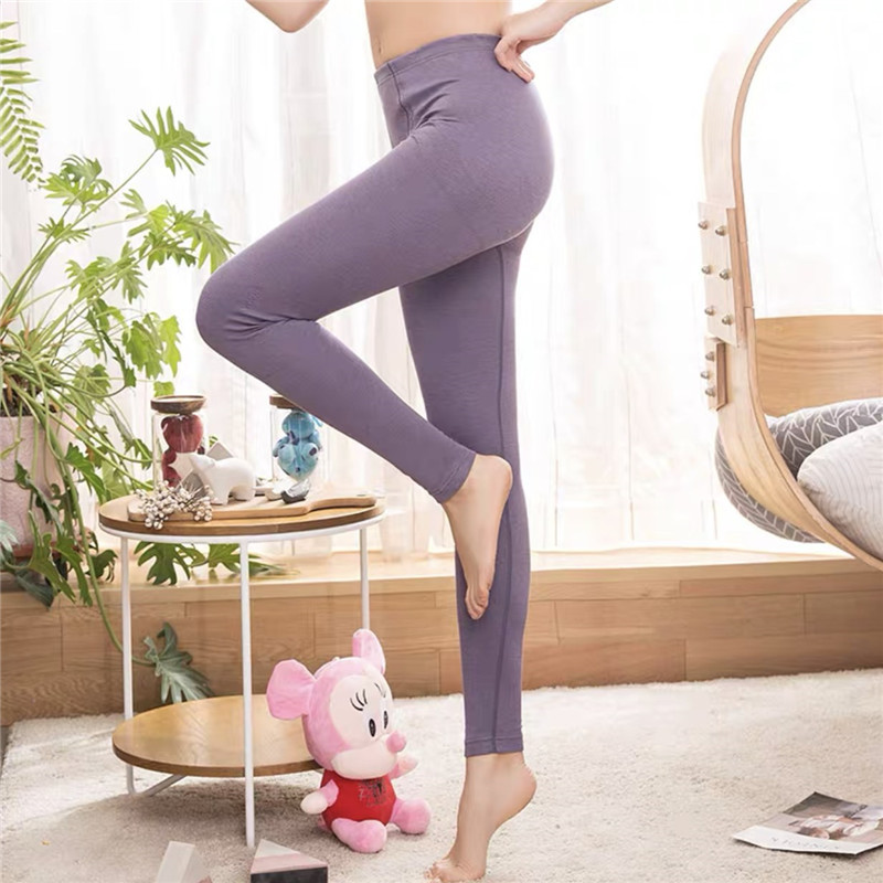 纤丝鸟暖素羊毛升级版系列女士提臀护膝裤·夜紫色