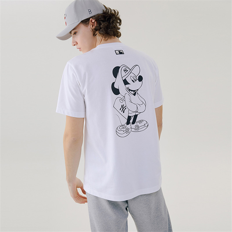 MLB 米奇系列短袖白色黑标T恤NY 31TSK1031-50W·白色黑标