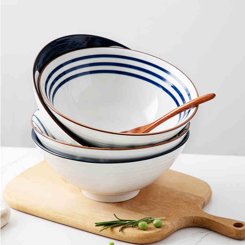CHARZINSKI查金世家 日式青瑶家用8寸陶瓷碗2只装·海韵斗笠碗