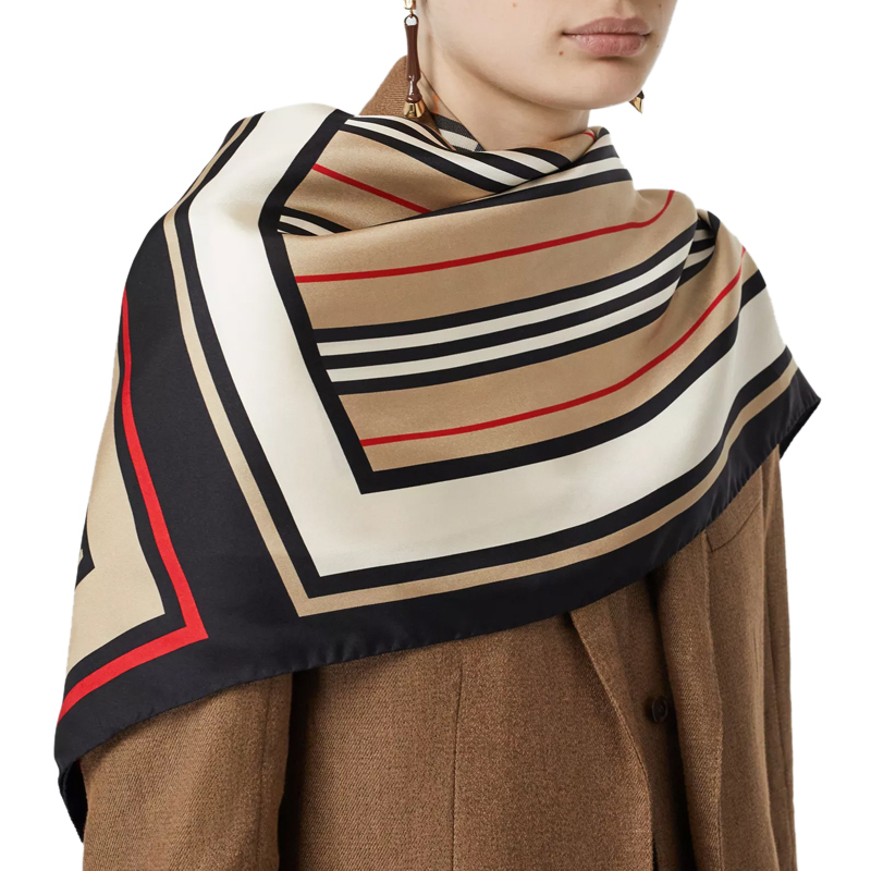 burberry巴宝莉女士棕色真丝围巾8011951