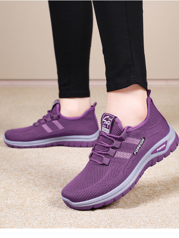 【爆款秒杀】时尚撞色品质耐穿缓震护脚加厚后跟运动鞋·紫色