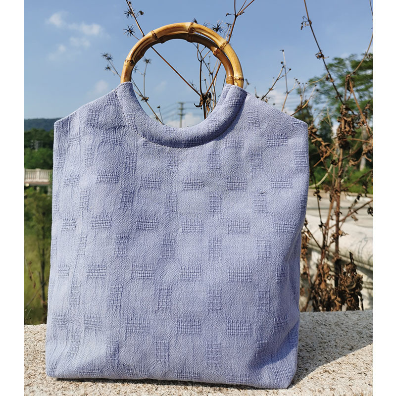 易世汀Y-ScheduleLasting原创设计时尚棉麻手提包竹节包·紫色