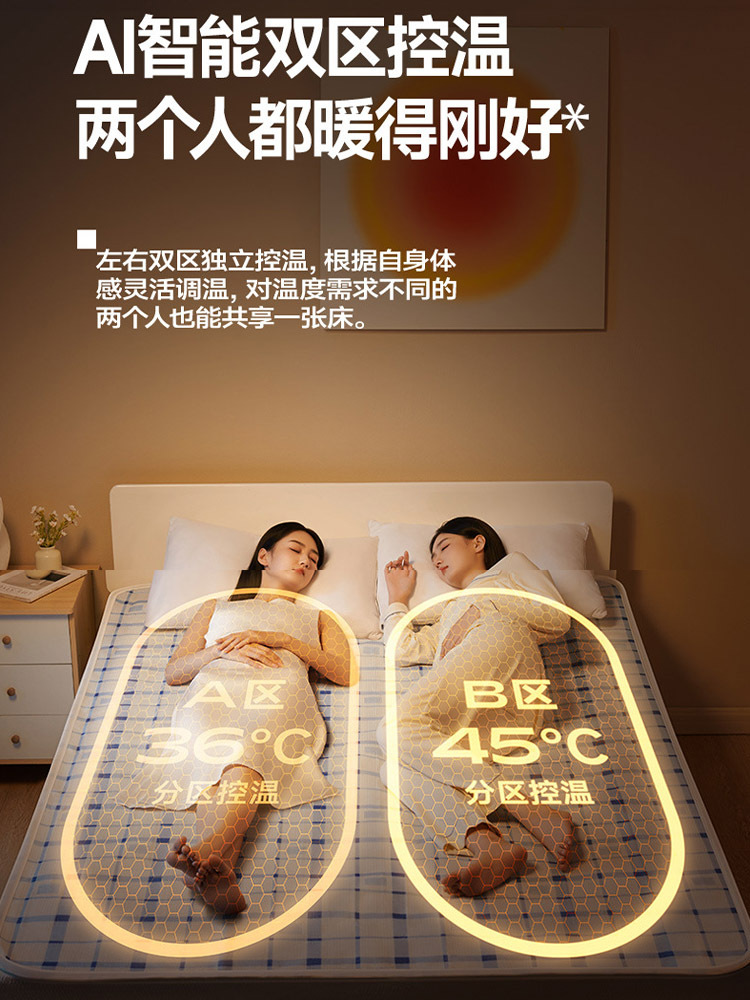 德国本博电热毯双人电褥子五档双控双温/12H定时/烘被除湿/除螨·暖阳