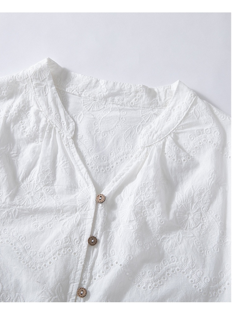 【100棉】可风各满绣镂空V领开衫63048·白色