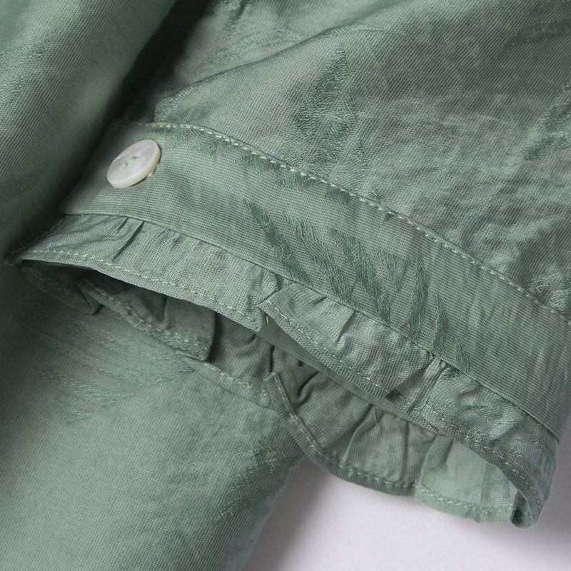 丁摩 夏季新款天丝提花时尚洋气百搭宽松衬衫防晒衣开衫薄外套20-167·绿色