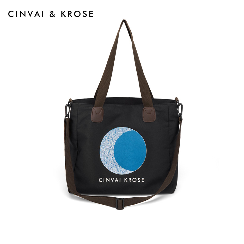 CinvaiKrose 托特包女包包帆布包休闲斜挎包女B6460·黑色