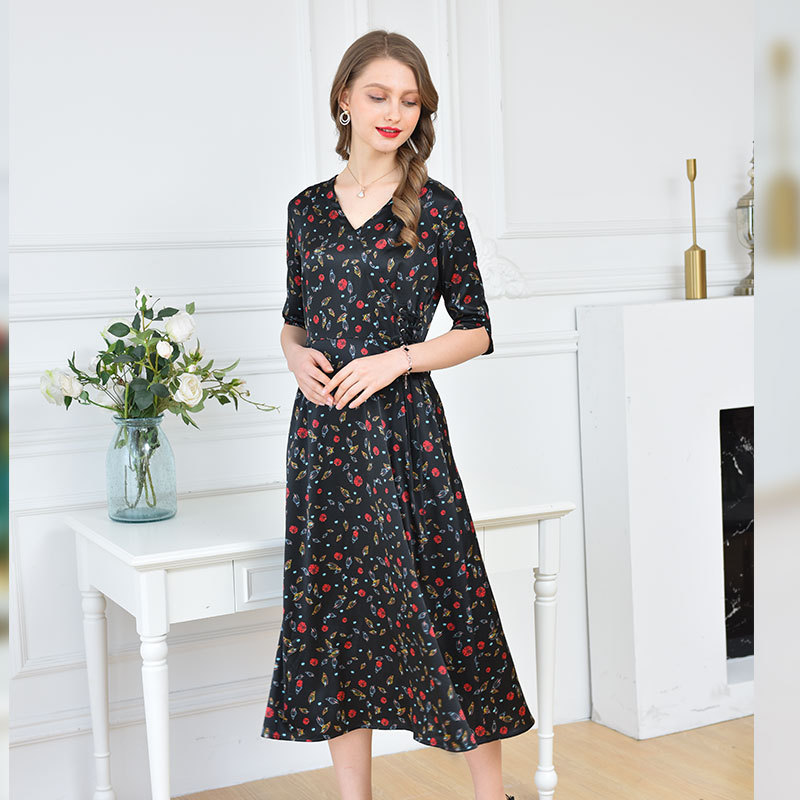 恒源祥fazeya纯桑蚕丝809真丝女裙·809-1黑色