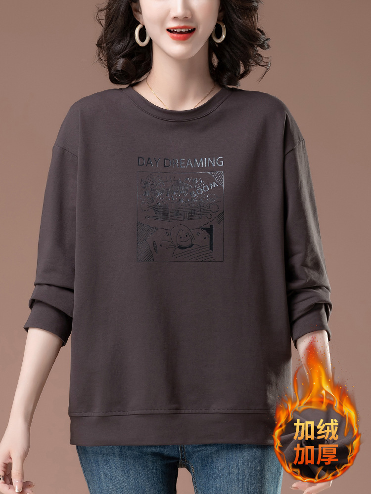 【纯棉加绒】凯诗帕印花宽松卫衣6191·灰色