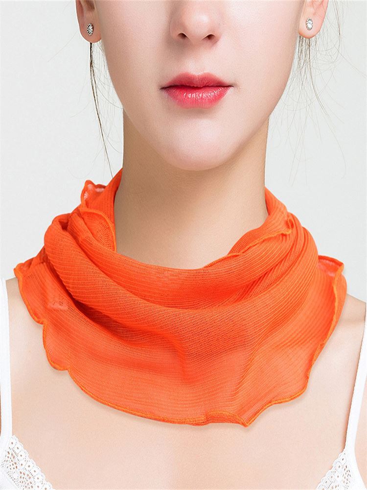 【优柔优】100 % 桑蚕丝防晒护颈假领子小丝巾 多色选择随意搭配（两个装）·橘色