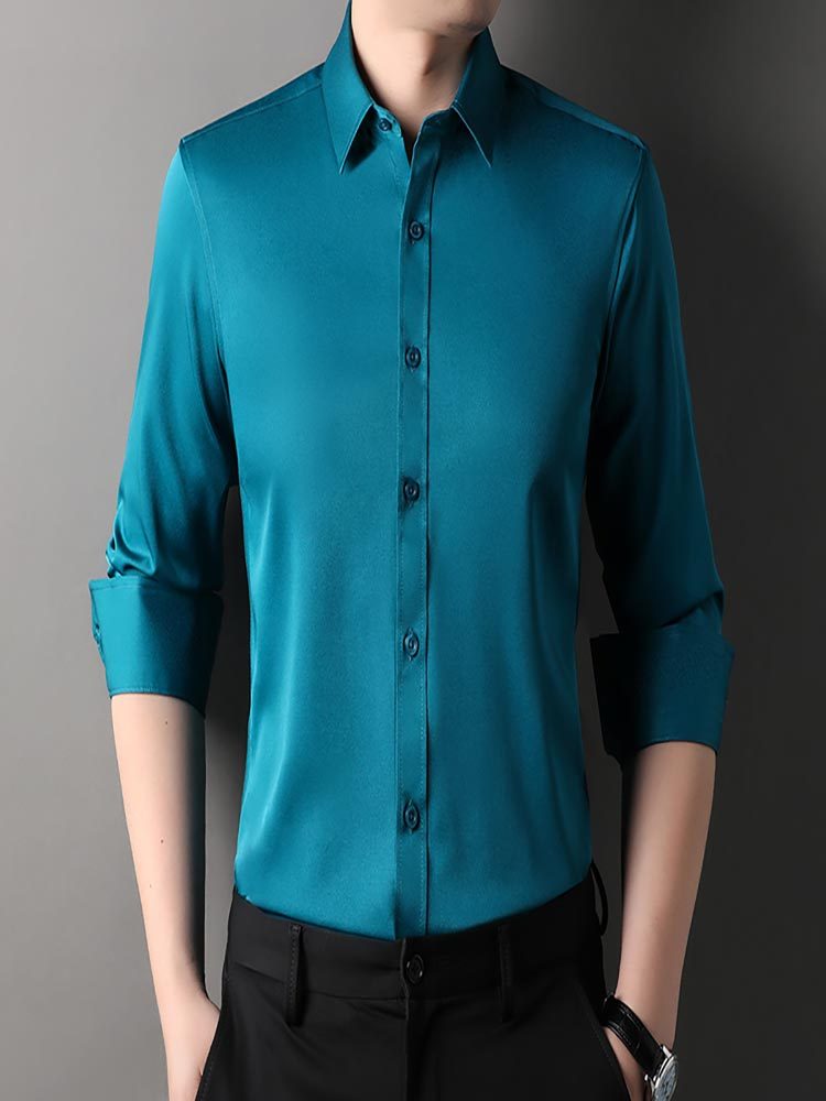 富铤2023秋季长袖商务休闲时尚衬衫C801-6色可选·野性蓝
