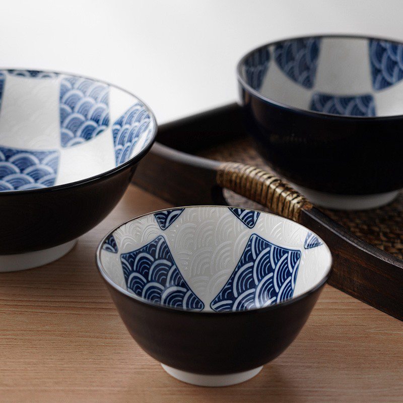 美浓烧（Mino Yaki）【日本进口】日式四角纹陶瓷餐具10件套装 10入