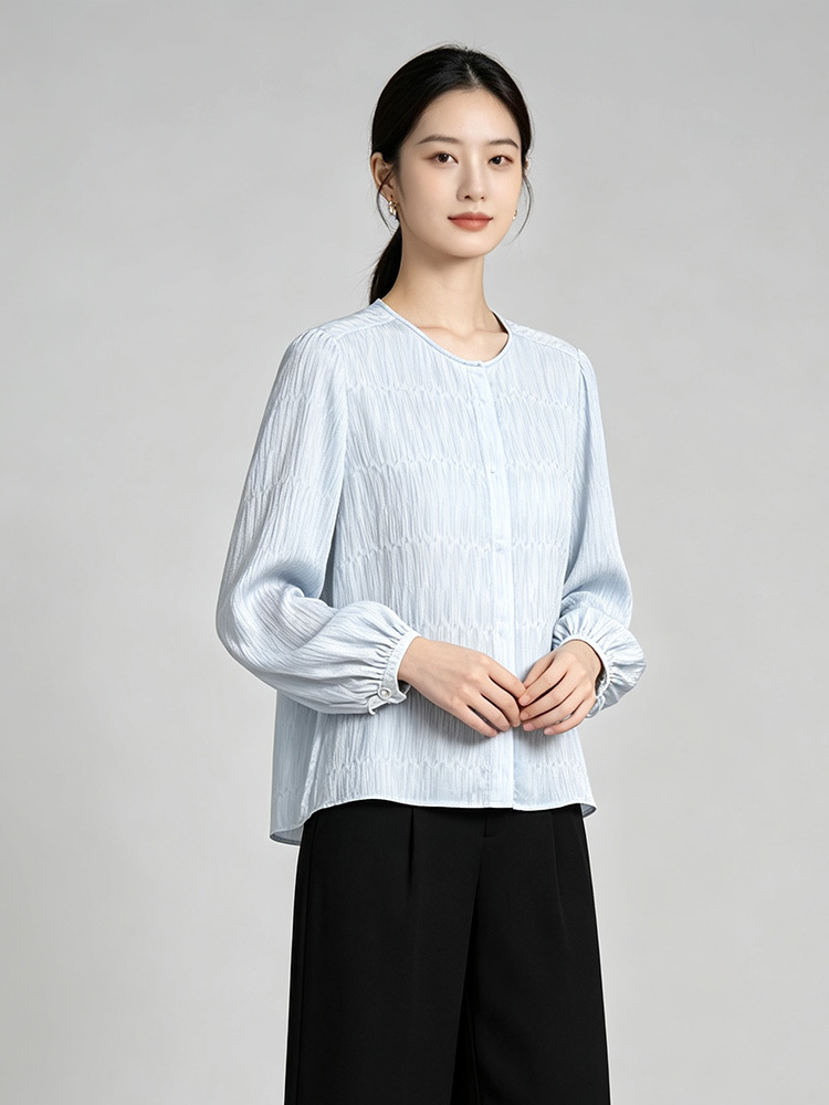 锦纯桑蚕丝衬衣25171·蓝色