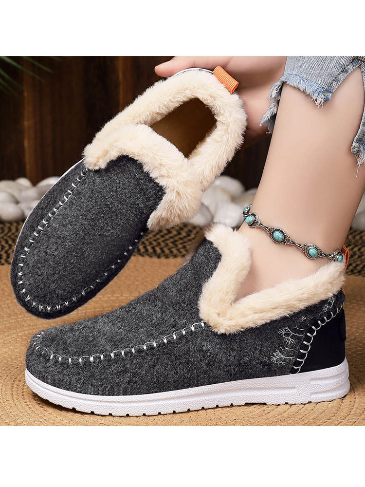 【爆款特价】时尚百搭加绒加厚特大码棉靴·咖啡色（PE拉链袋装）