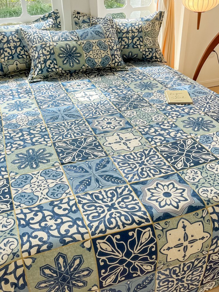 多宝雅2023新款全棉磨毛加厚喷气印花单品系列-单床单·浪漫蓝布