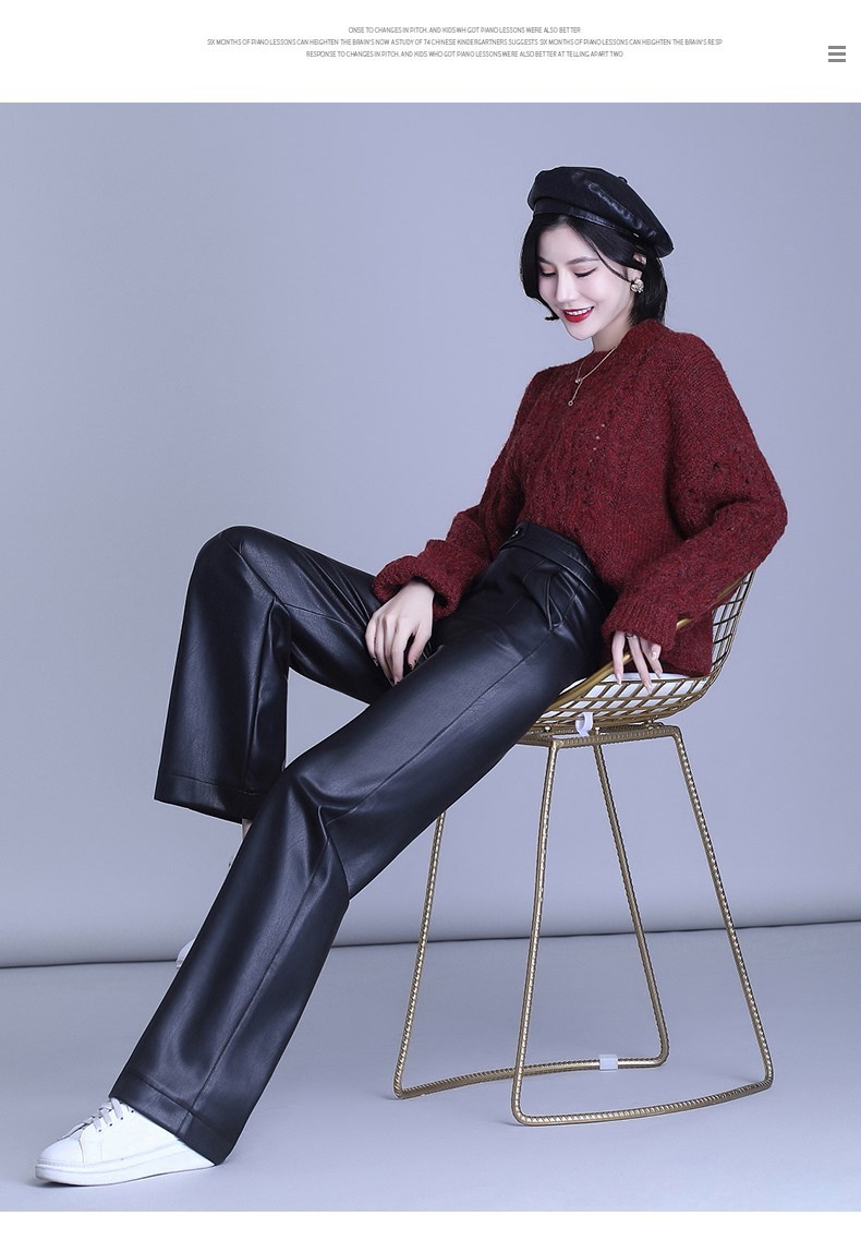 絮笈秋冬新款皮裙女中长款高腰半身裙包臀修身显瘦裙子皮裤拼款黑色