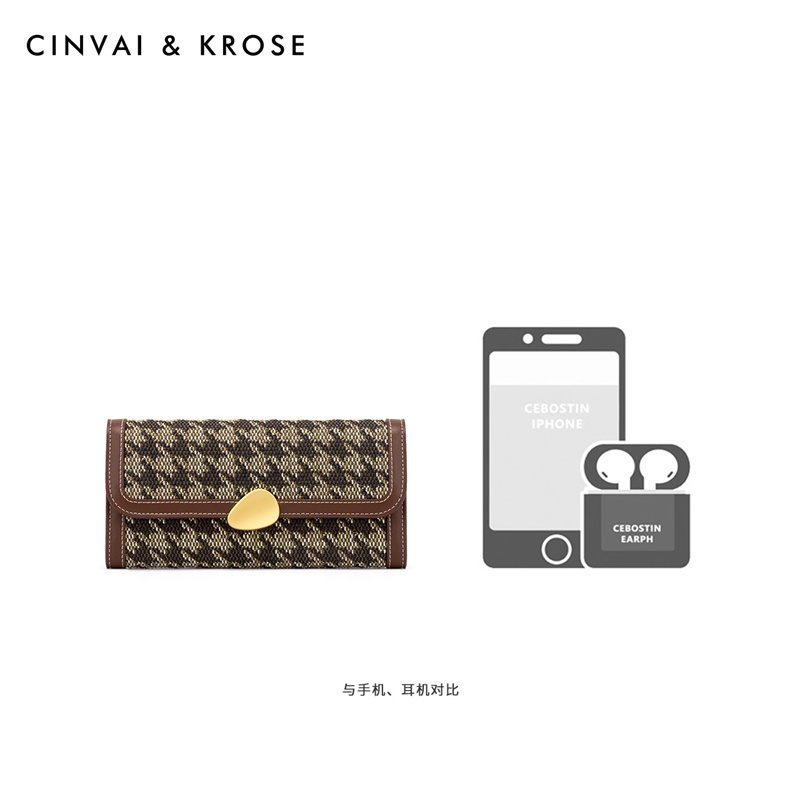 CinvaiKrose 钱包女短款新款零钱包卡包迷你女钱夹长款钱包K6378·棕色长款