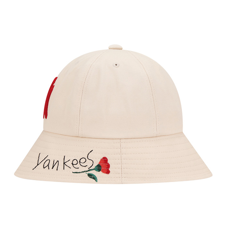 MLB 渔夫帽米白色红标NY（带花）5732CPHF911-50I·渔夫帽 米白色红标NY（带花）57