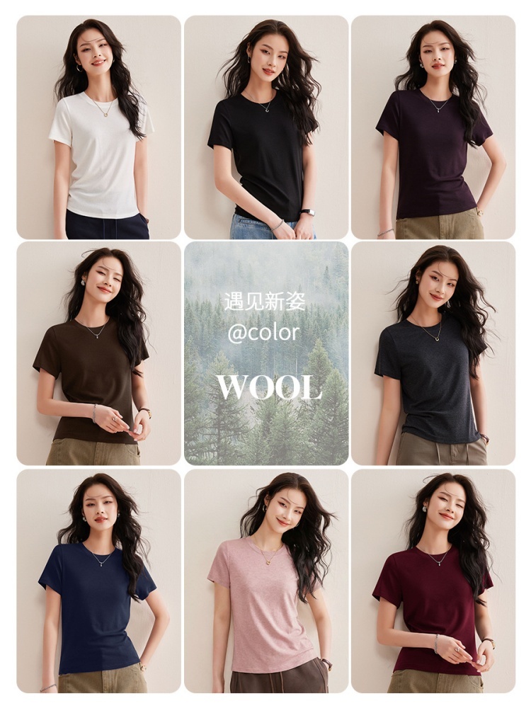 【天丝羊毛】修娴软糯面膜T恤M692·白色（微透）