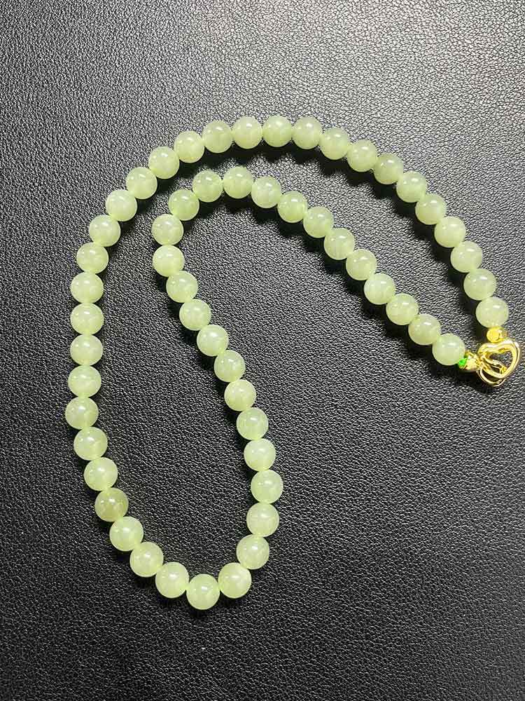 和田玉晴水项链8MM