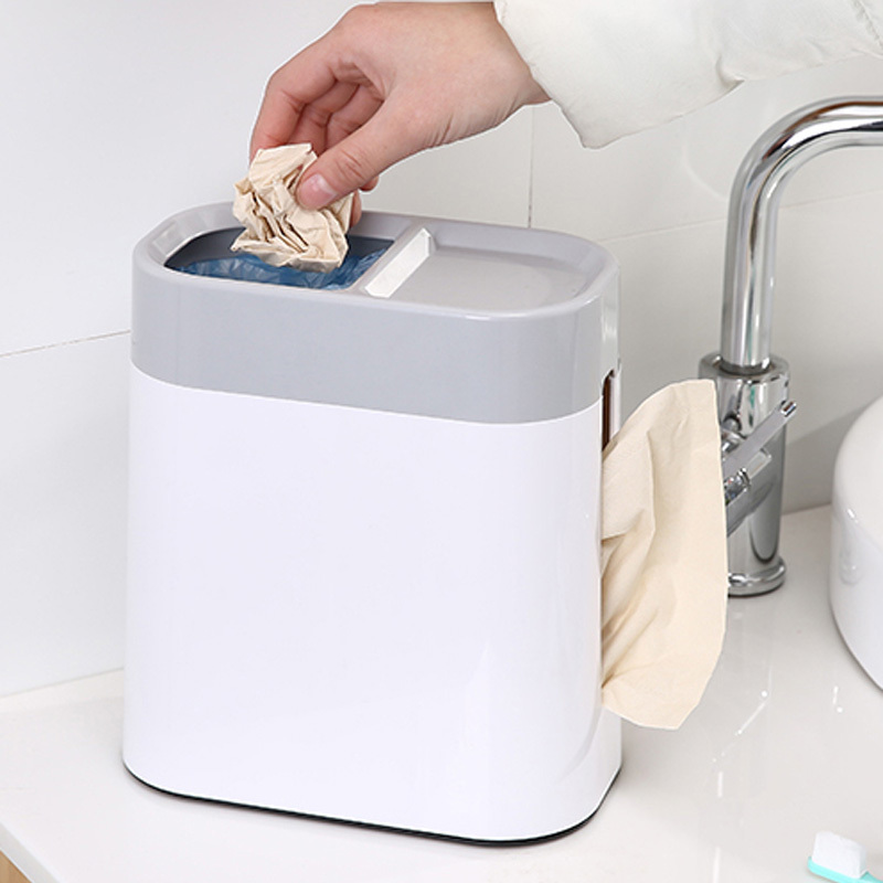 桌面多功能垃圾桶纸篓抽纸盒垃圾桶纸巾一体式垃圾篓---(赠6卷专用