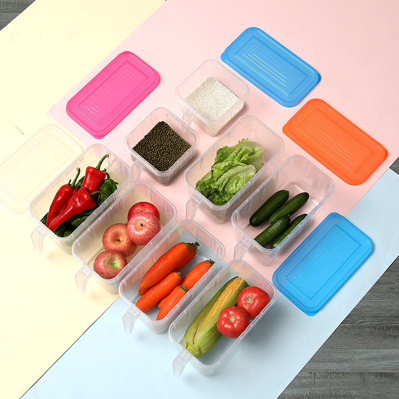 3个冰箱收纳盒果蔬肉食保鲜储物盒·蓝色