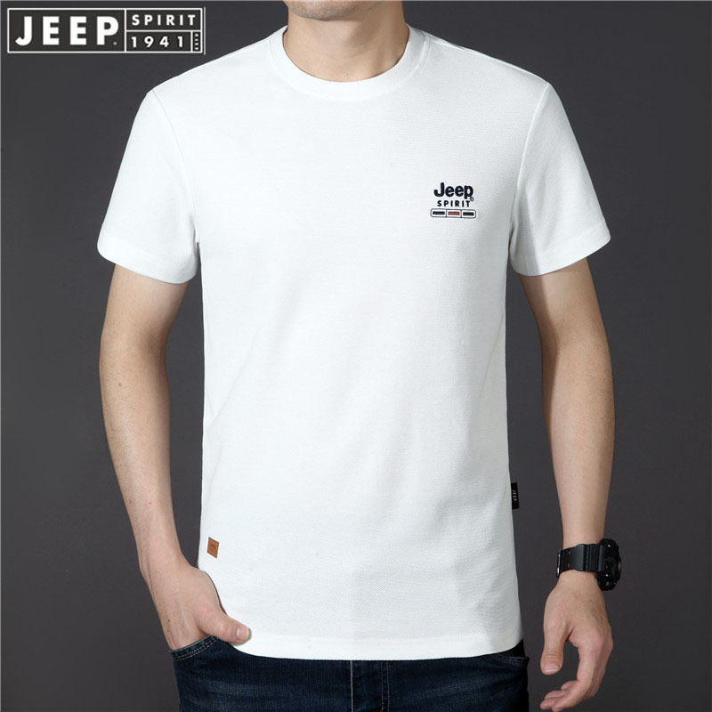 jeep2023春夏新款男体恤简约纯色休闲舒适短袖t恤上衣TS5225·白色
