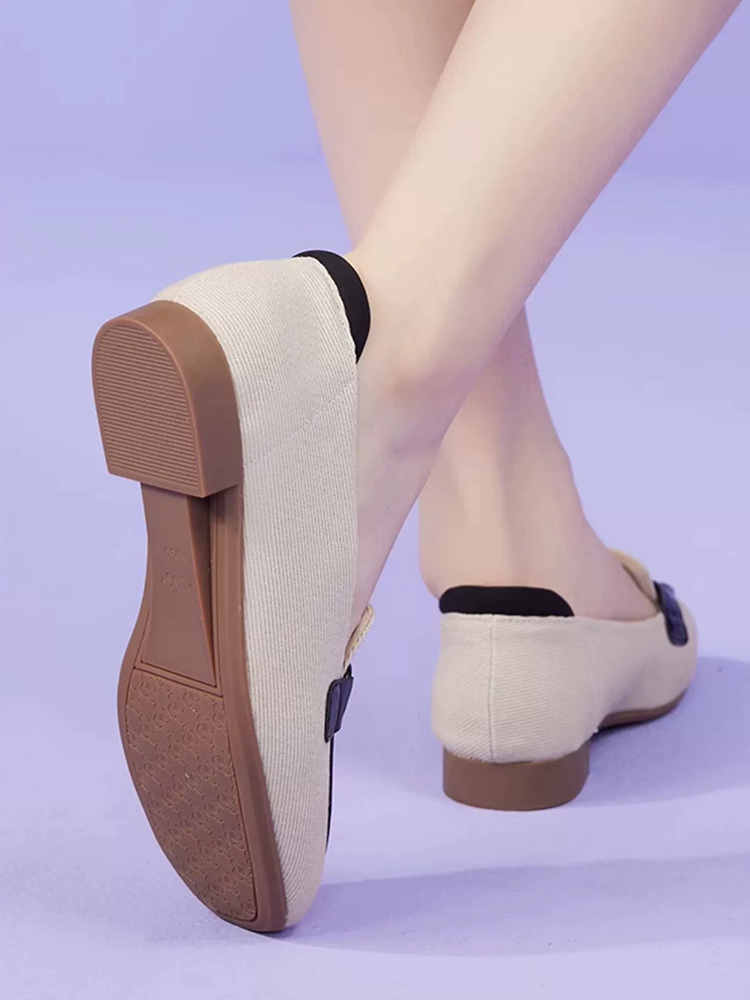 【上新】Pansy日本女鞋新款轻便浅口通勤乐福鞋4154·米白色