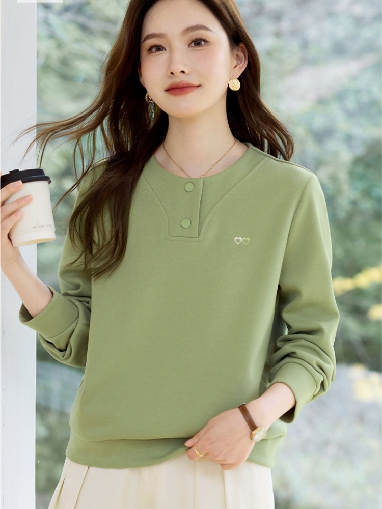 轩凌子别致圆领爱心刺绣卫衣XS82610010·花灰色