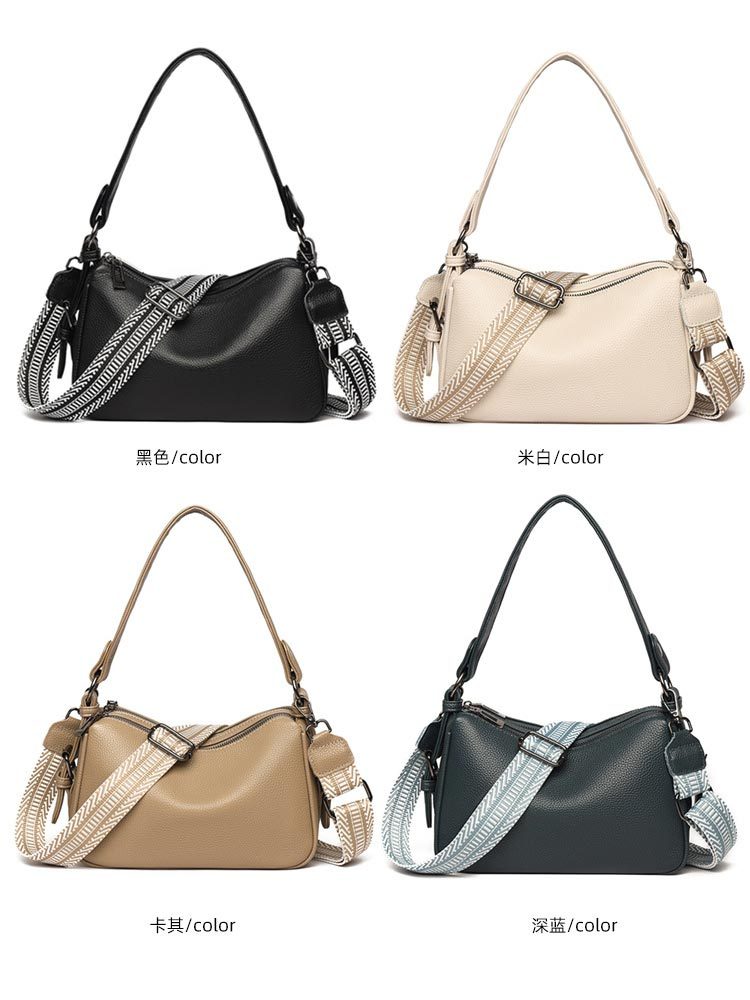 头层牛皮简约真皮单肩斜挎腋下包9031#·海蓝色