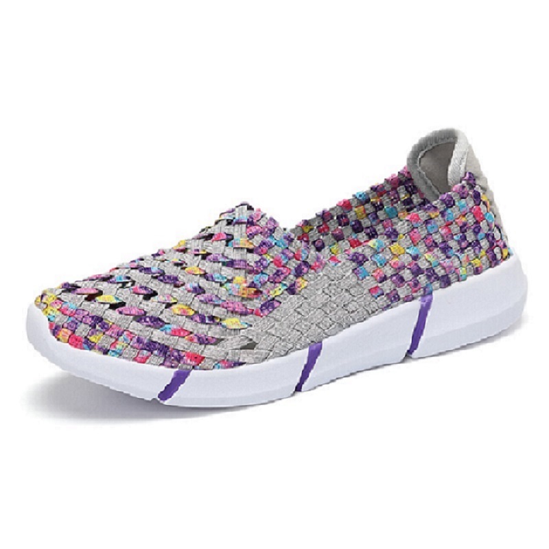 新款一脚蹬彩虹编织鞋·紫色631
