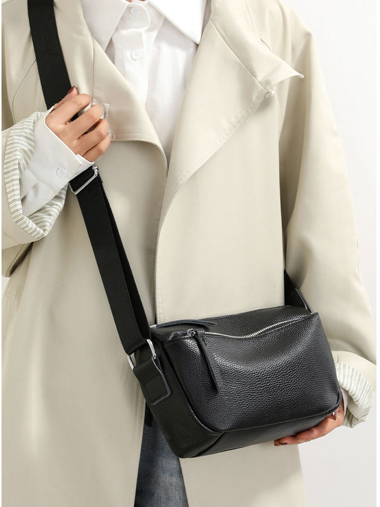 头层牛皮简约质感小包斜挎包10017#·卡其色