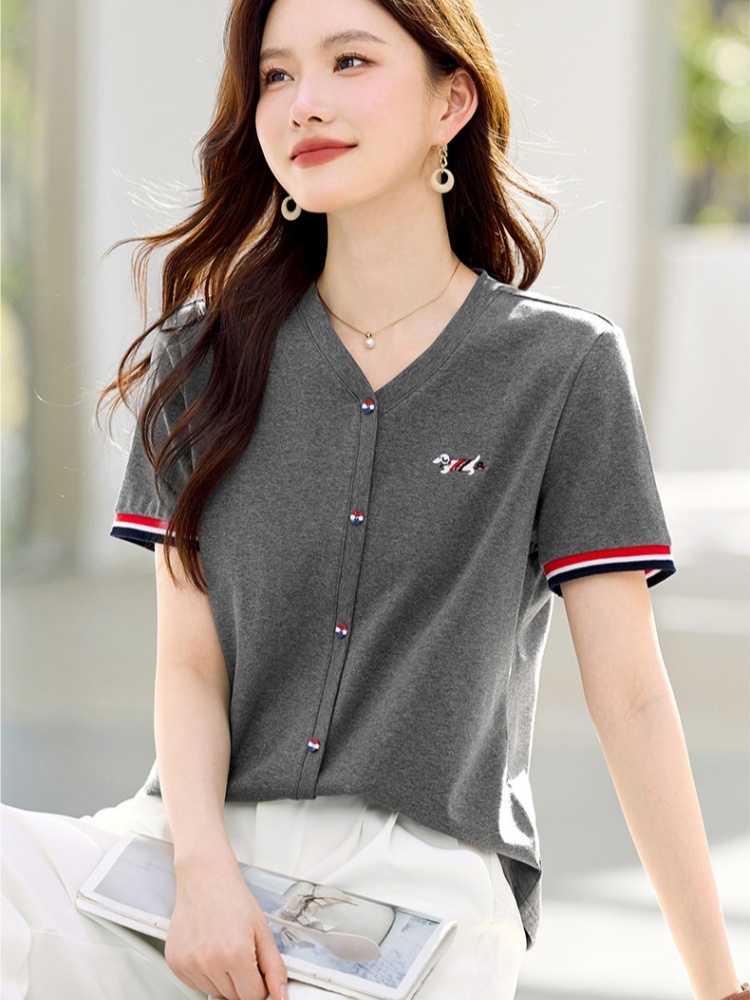 【92精梳棉】轩凌子刺绣短袖T恤S82620010·白色