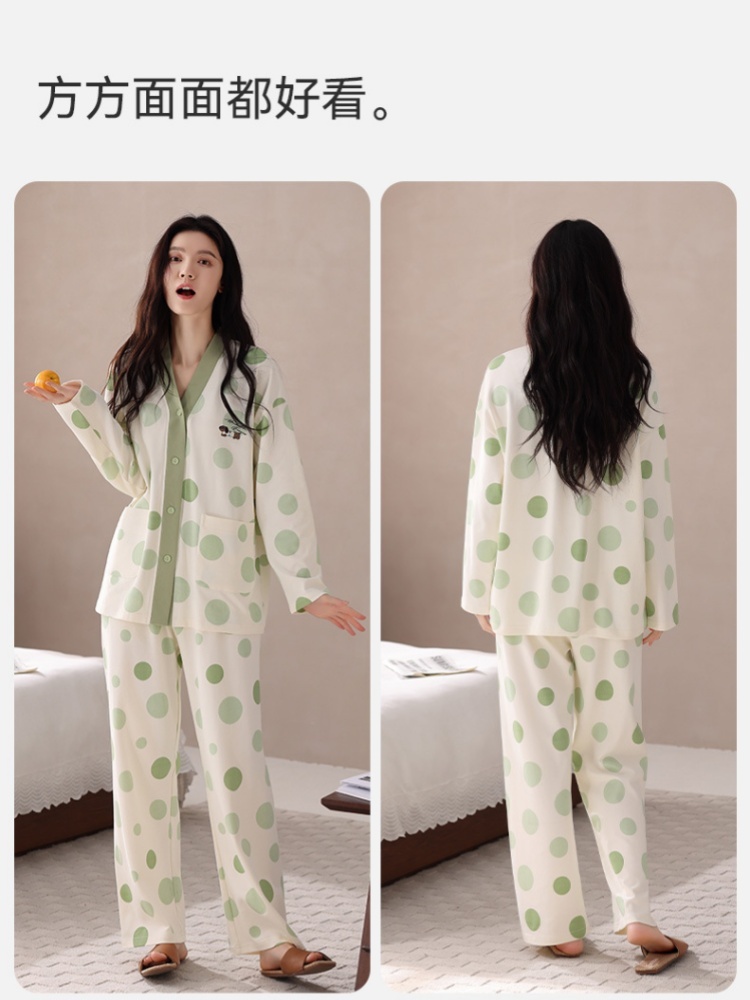 【柔软纯棉】安曼V领开衫家居服XX-126009·126005
