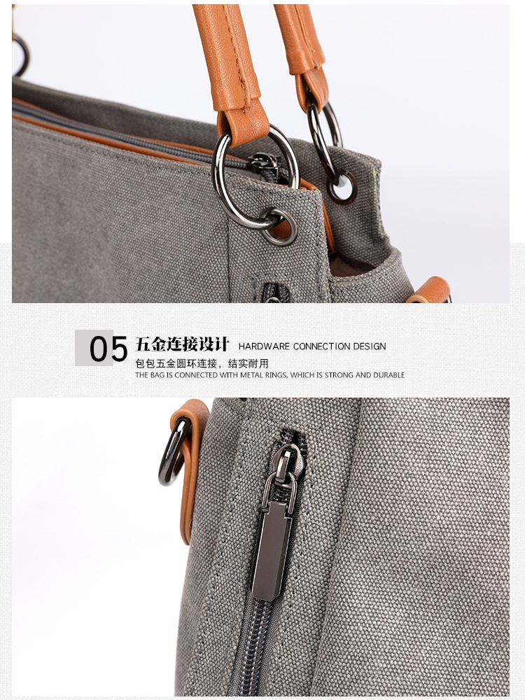 KVKY撞色肩带轻便耐用帆布包1983·灰色