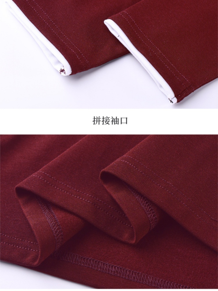 轩凌子加绒高支撞色V领质感T恤XS92534012D·宝蓝色