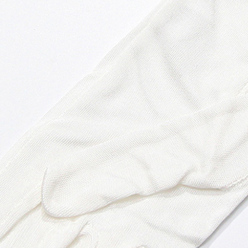 丁摩 桑蚕丝手套针织保湿滋润嫩白防晒手套·白色
