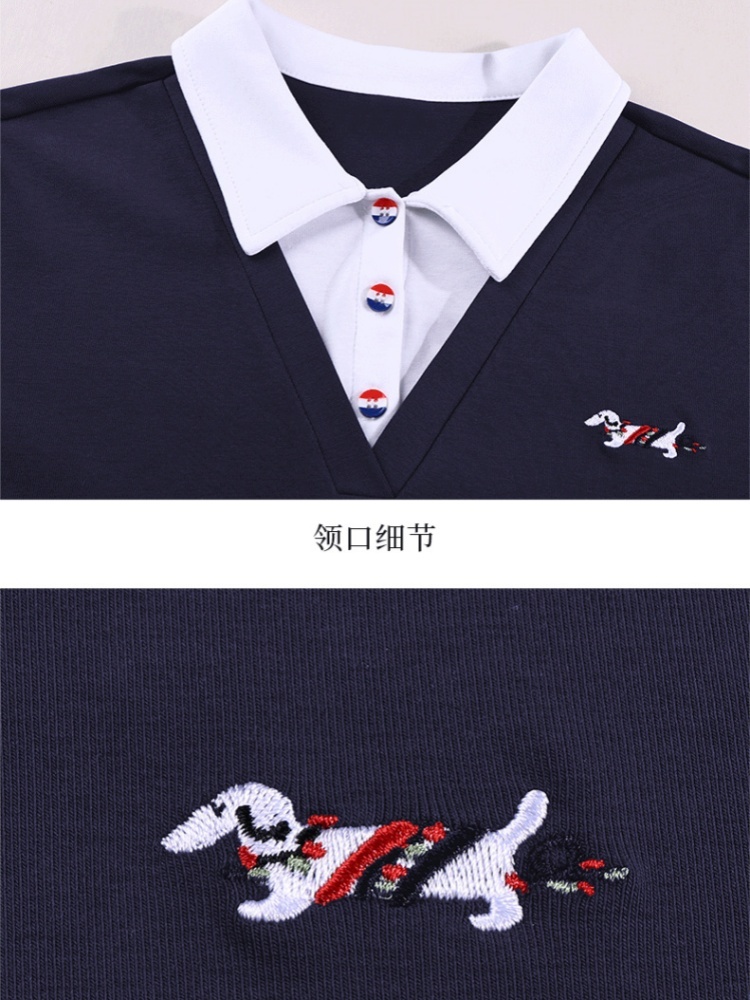 【92精梳棉】轩凌子假两件翻领短袖T恤XS82620087·清水绿